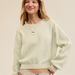 New Aerie Women's Cropped Crew Sweater in Ivory Size M